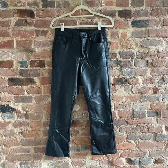 MOTHER Insider Ankle Faux Leather Mini-Flare Jeans - Size 27 - Picture 2 of 3